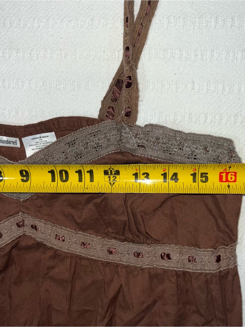 No Boundaries Y2K Babydoll Forest Fairy Top Womens M Brown Sequin Cotton - Picture 9 of 10